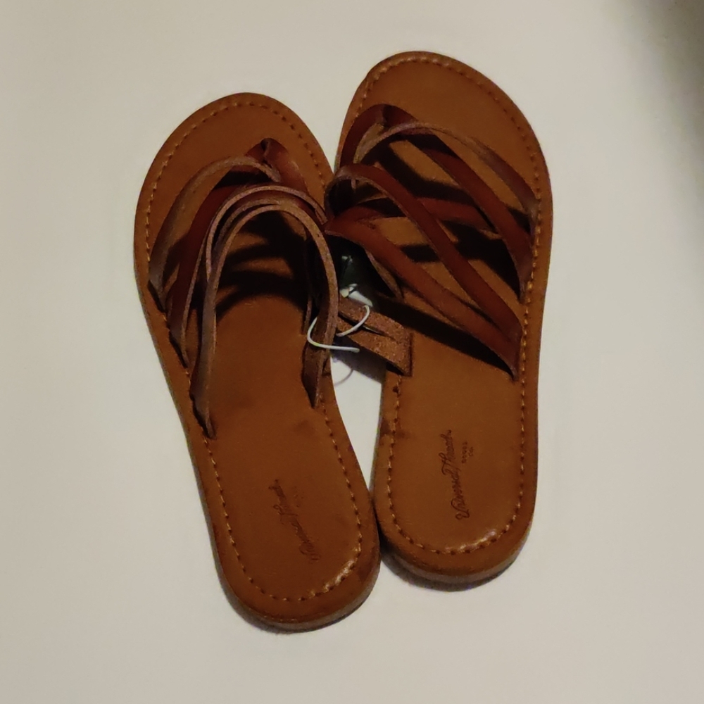 Maritza multi strap toe slide sandal Cognac